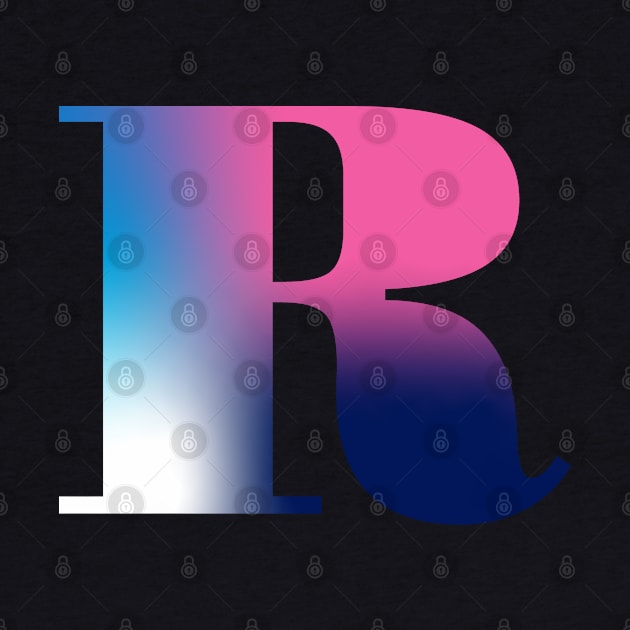 Capital Letter R Monogram Gradient Pink Blue White by Terriology